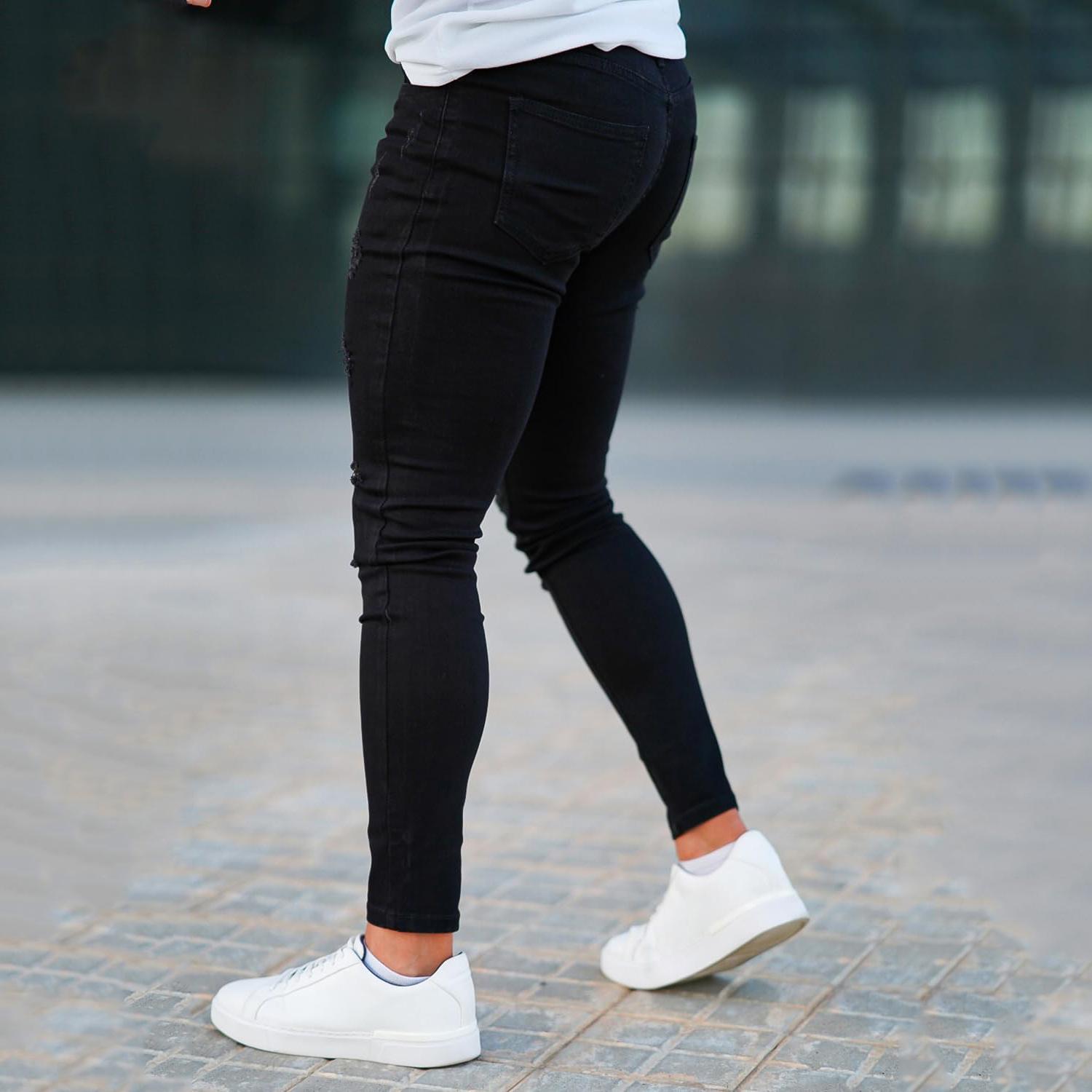 GINGTTO Men's Skinny Jeans Stretch Ripped Tapered Leg