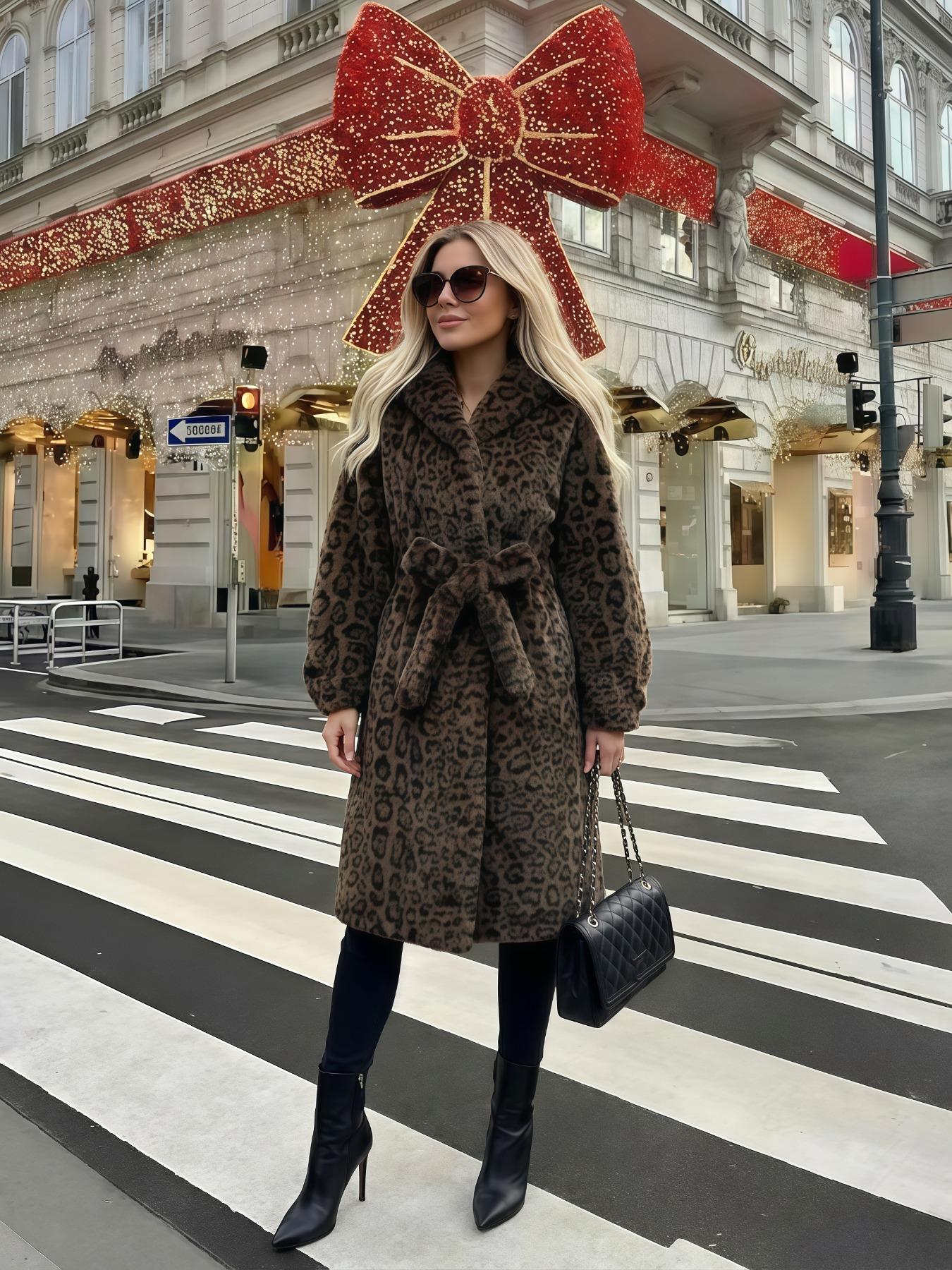 Women's Faux Fur Coat, Winter Fashionable Casual Long Sleeve Jacket, Retro Hooded Loose Fit Medium-Length Outerwear for Daily Wear