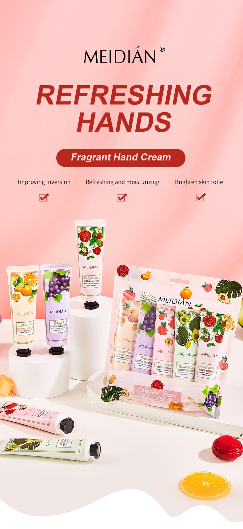Fruit-scented hand cream -5 kinds of fruit flavors, moisturizing hand cream, deep moisturizing, convenient to carry