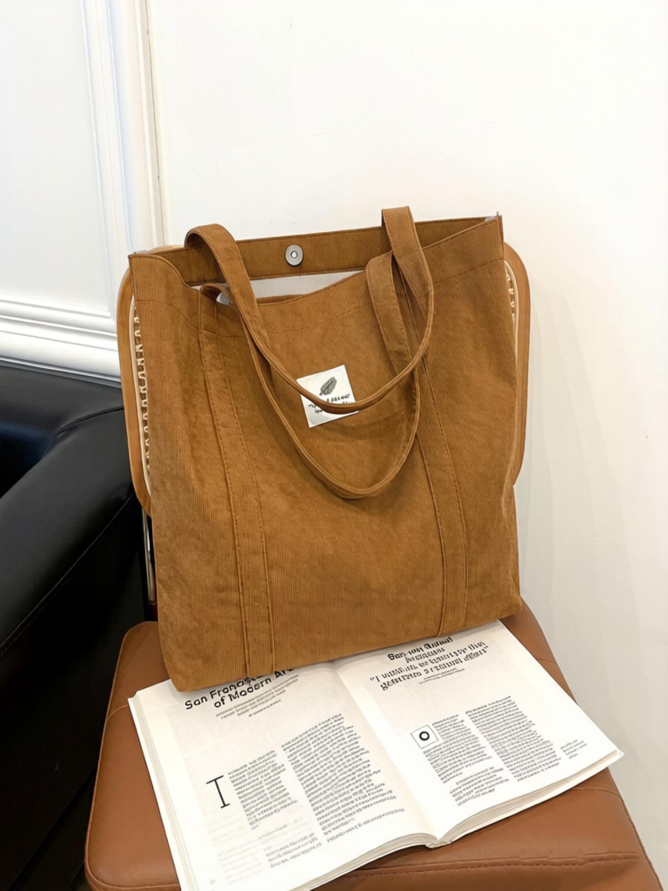 1 Piece Simple Fashionable Canvas Tote Bag, Casual Letter Leaf Print Shopping Shoulder Bag for Ladies Students