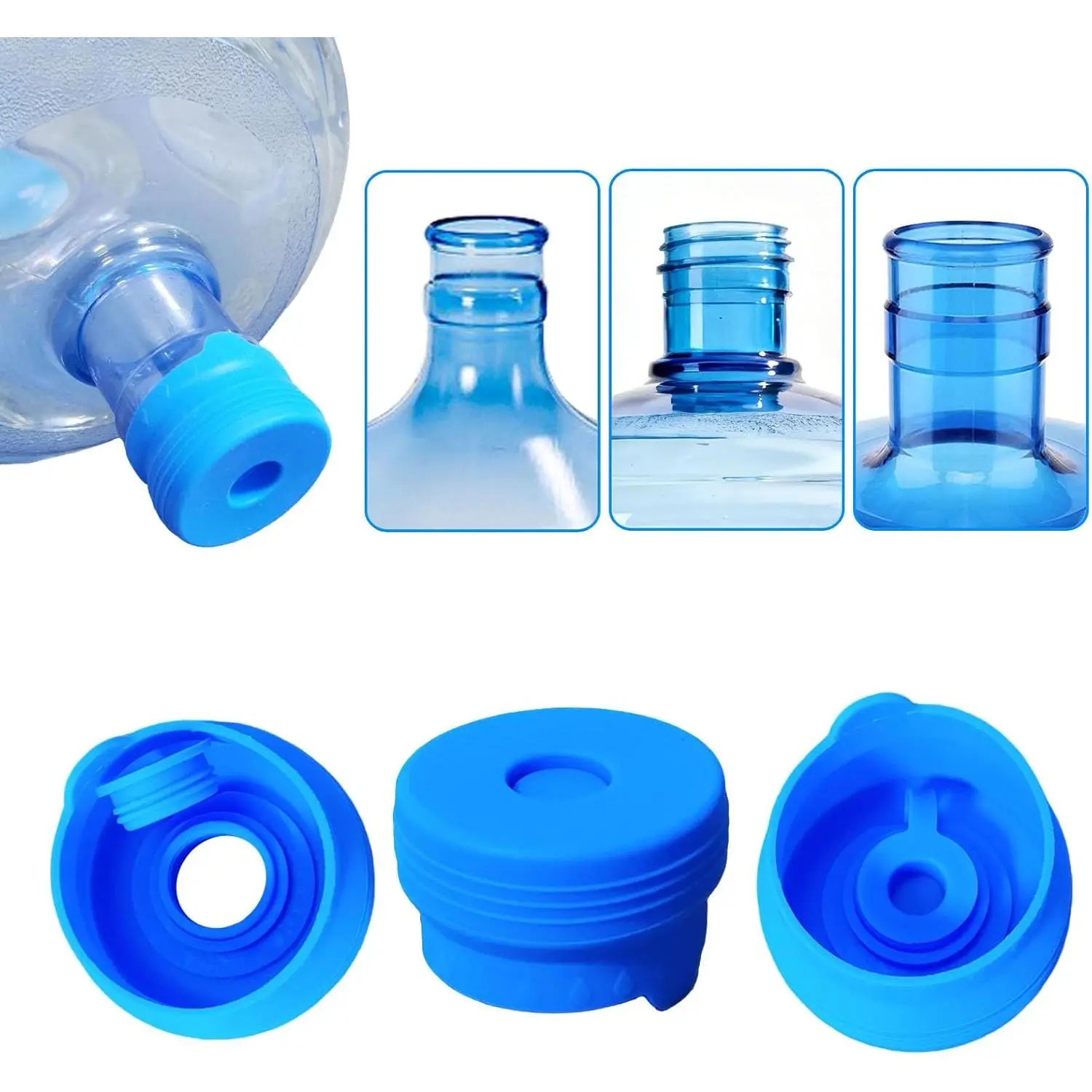 3 Pack 3 and 5 Gallon Water Jug Cap, Upgrade    Caps, Non Spill  for 55mm Standard/Screw/Crown Tops Water Bottle
