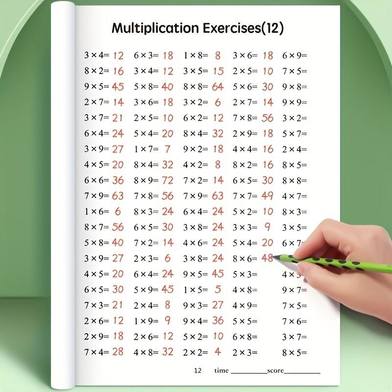 Learning and Education Writing Aids, 48 Pages Multiplication Division Practice Book, Enhance Math Skills, School Supplies, Christmas Gift