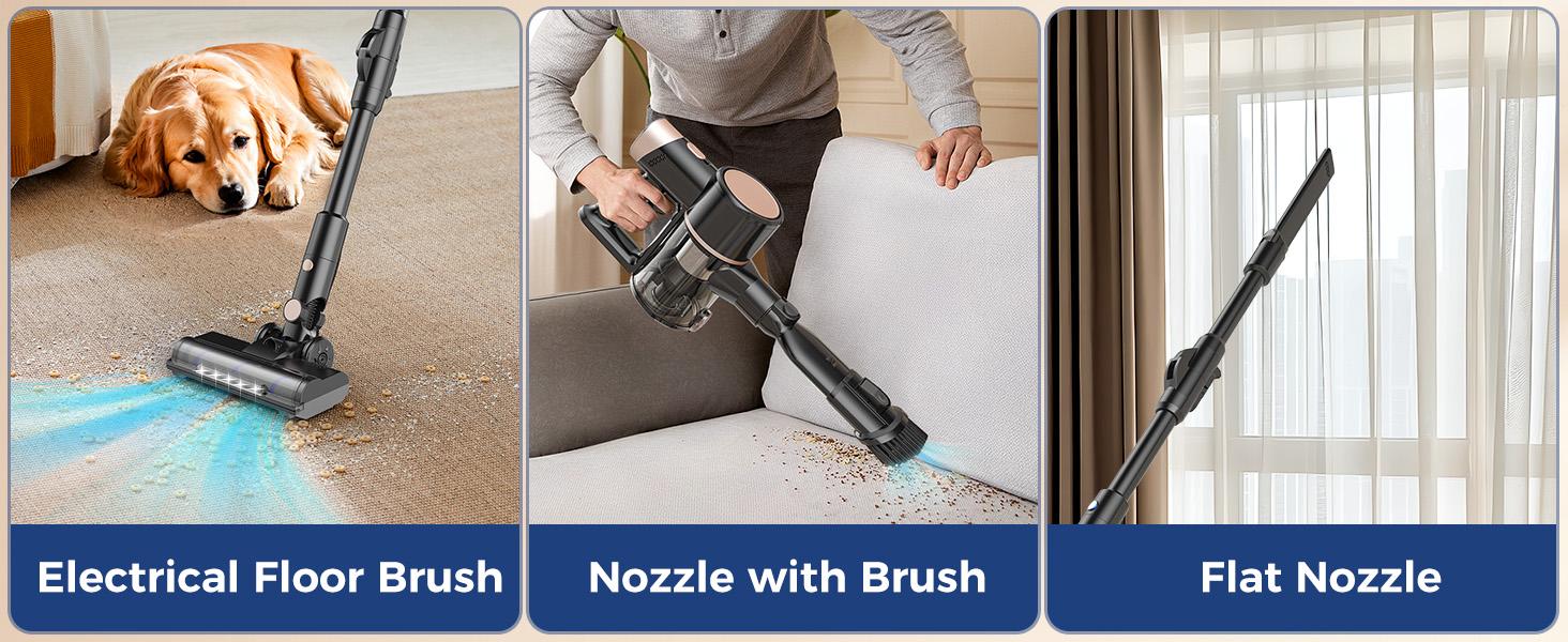 Kissair 2.7lb Lightweight Cordless Handheld Vacuum Cleaner – 90° Bendable Long Tube, 180° Rotatable Brush Head, 2-Speed Suction (15Kpa/29Kpa Max), 2200mAh Battery, 40Min Runtime, 8-in-1 Multi-Function for Pet Hair&Mite Removal, Suitable for Home&Car Use