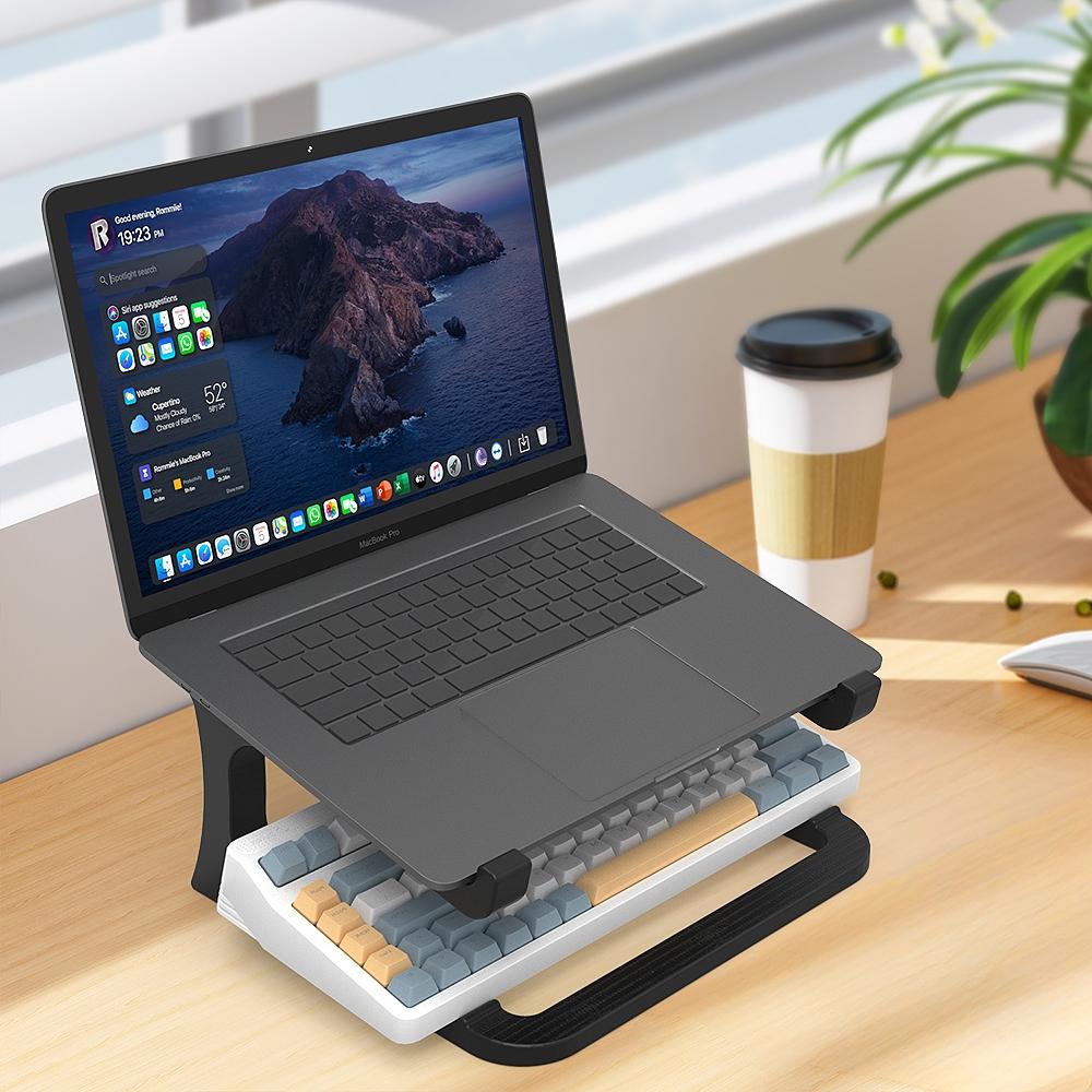 Multifunctional 3D Printed Keyboard Stand, Laptop Stand, Computer Stand, PC Stand, Dual Device Support for Study & Office, Adjustable Angle for Living Room Entertainment