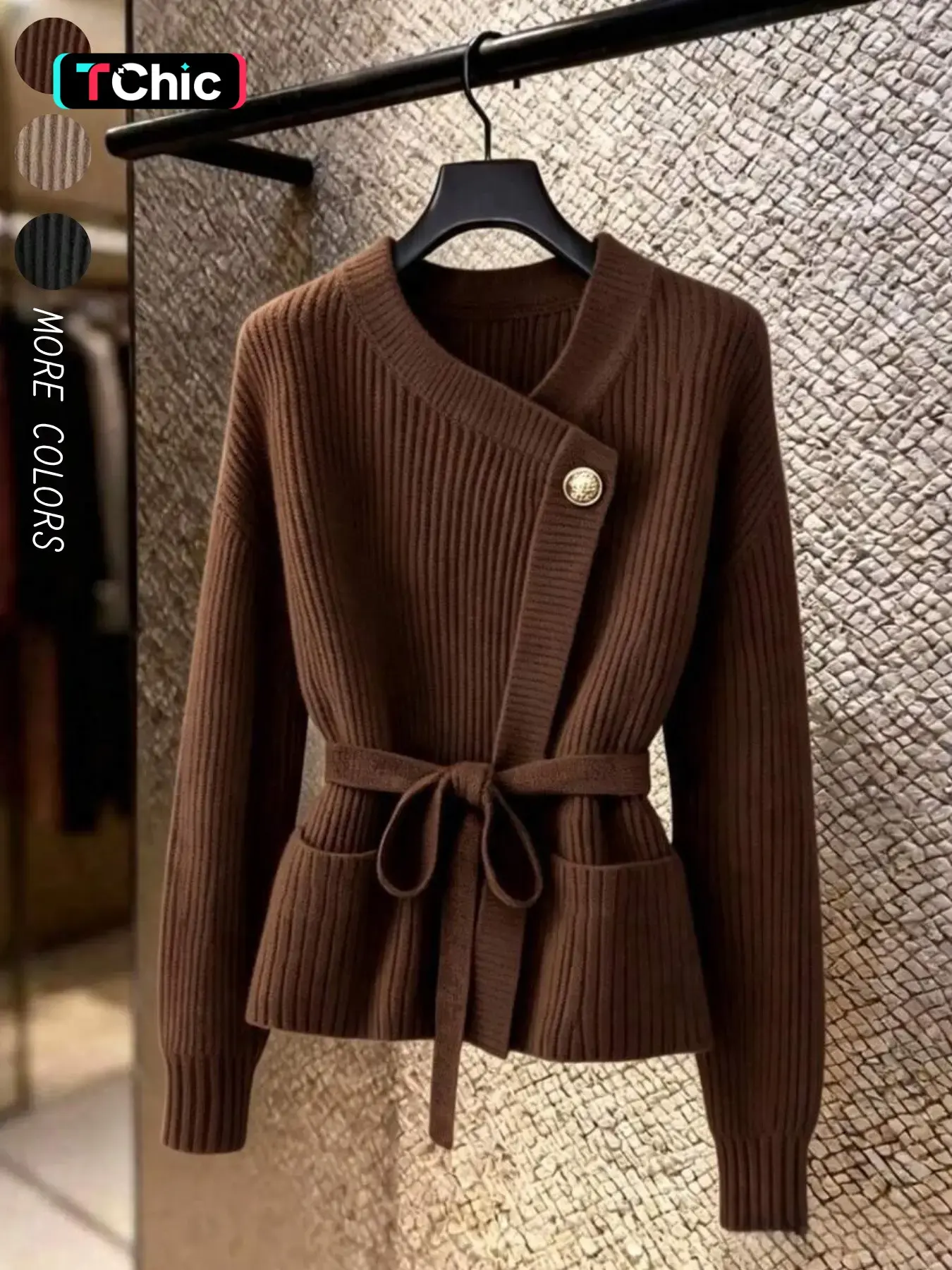 Women's Basic Solid-Color Ribbed-Knit Cardigan Sweater with Single-Button and Pockets for Fall and Winter, Casual and Elegant Long Sleeves Outerwear for Daily Wear, Commuting, and Work