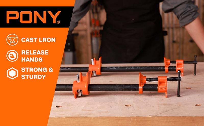 #JumpstartSale PONY 2-Pack 52 Wood Gluing Pipe Clamp Fixture for 1/2 Inch Black Pipe