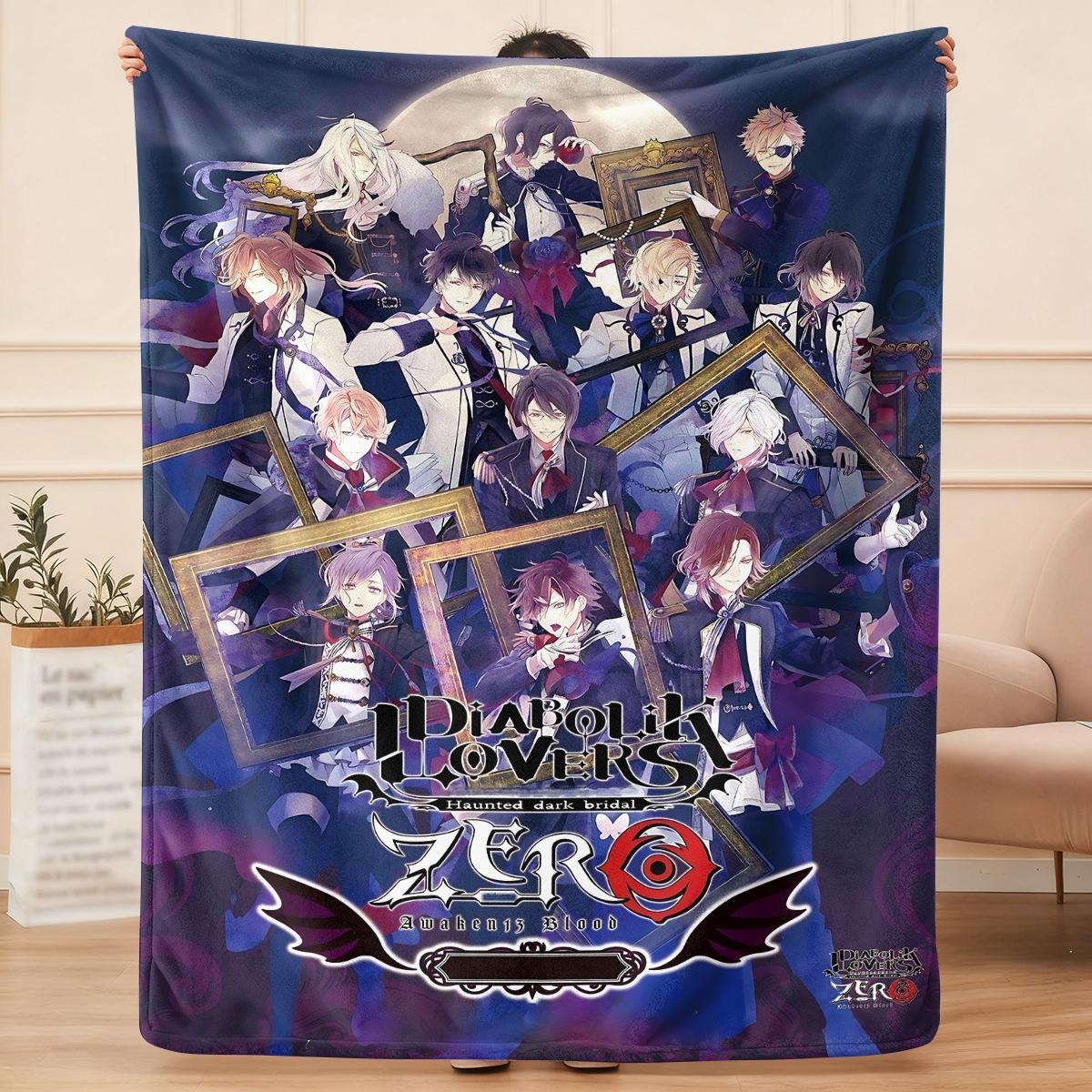 Diabolik Lovers brainstorm  flannel blanket, exclusive gift for home, office, camping travel, personalized pattern design, modern style, soft texture