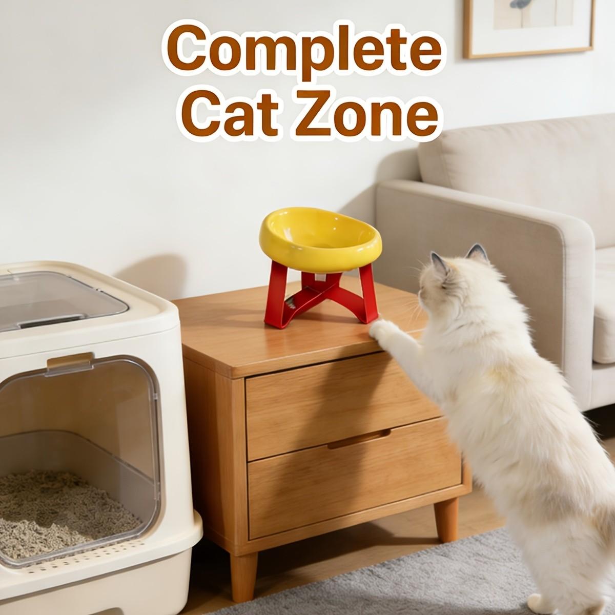 Stylish 15-Tilt Anti-Spill Elevated Pet Food Bowl, High Leg Cat Feeding Bowl, Non-Slip Wide Base, Durable Plastic, Suitable for Cats and Small Dogs