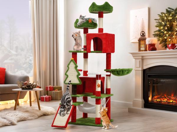 Yitahome Tall Cat Tree Tower for Indoor Cats, 75in Multi-Level Cat Climbing Tower with Cat Condos, Top Perches, Hammock, Sisal Scratching Posts and Board, Kittens Play Activity Center, Christmas Decor Yitahome Tall Cat Tree Tower for Indoor Cats, 75in Multi-Level Cat Climbing Tower with Cat Condos, Top Perches, Hammock, Sisal Scratching Posts and Board, Kittens Play Activity Center, Christmas Decor