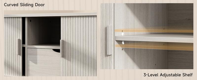 【Valentine's Day Gift】ONBRILL Tv Stand With Storage And Shelves Designed To Fit 55’’ - 80’’ Tvs. Wood Entertainment Center For Living Room And Bedroom, Media Console And Modern Tv Console Table