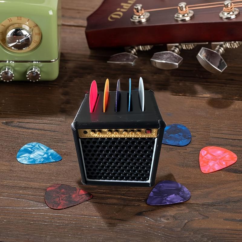 Vintage Guitar Pick Holder Box, Portable Guitar Picks Storage Case, Retro Speaker Design, Gift for Guitar Lovers