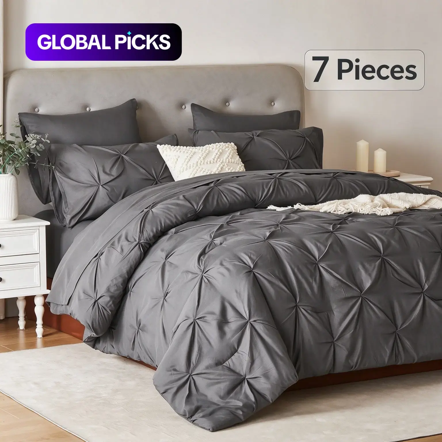 7 Piece Luxury Bedding Set, Soft Microfiber, Lightweight Duvet Set, Twin/full/queen/king, Easy Care, Breathable, All Seasons, Gift for Family, Soft Bedding Sets, Comfy Bed Sets #GLOBAL PICKS