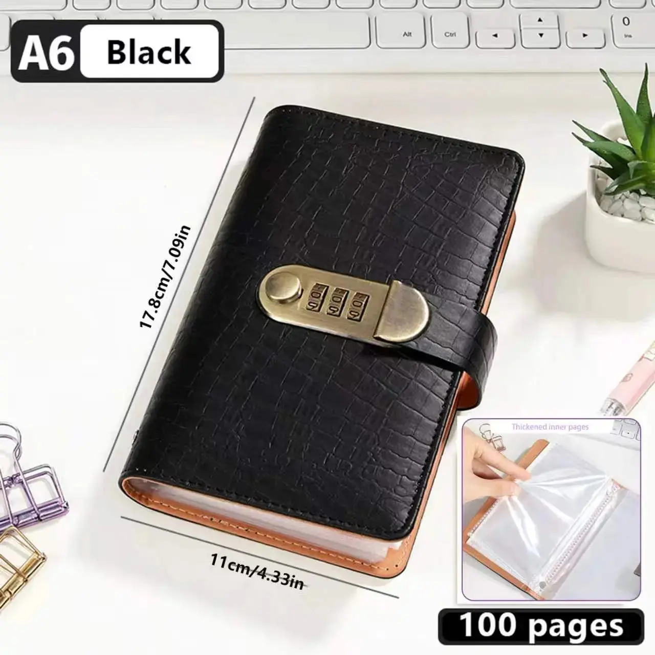 A6 Lockable Money Savings Book, Office Stationery Personal Organiser - Financial Management Notebook, Bill Organizer, Monthly Budget Planner for Storing Money & Important Information