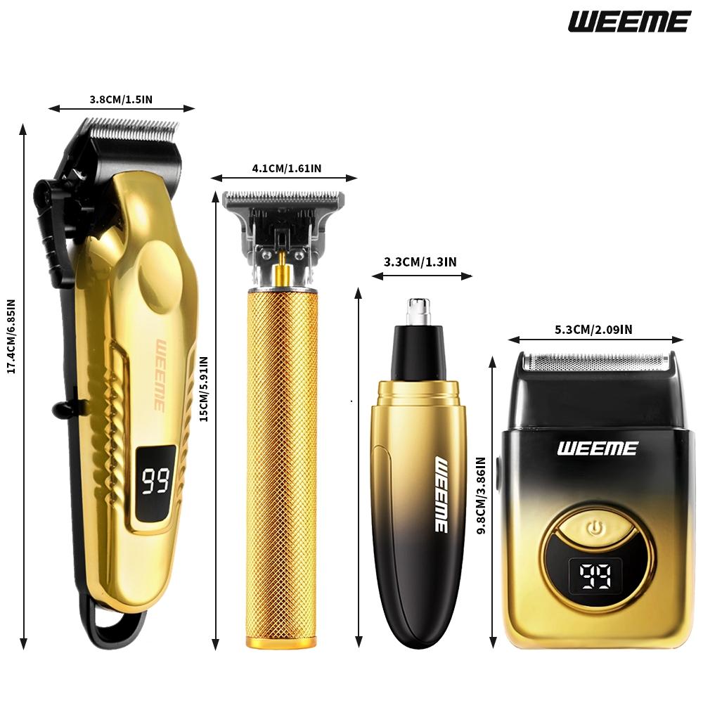 WEEME Men's Electric Shaver Set, Beard Hair Shaver, 2/3/4pcs Rechargeable Trimmer Kit, USB Charging, T-Head Design, Perfect Gift for Father Husband Boyfriend