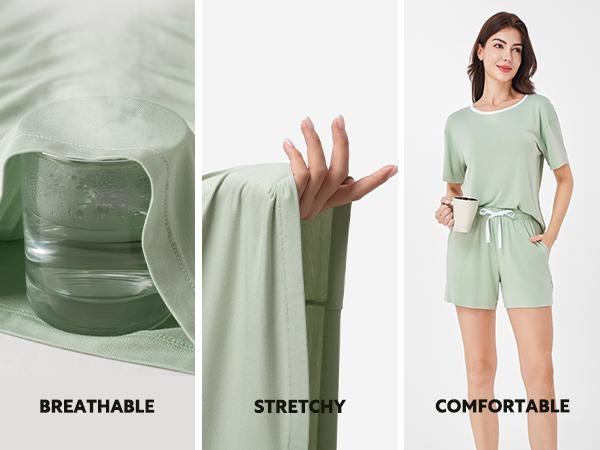 Bamboo cute pajama sets women SuperSoft Short Sleeve Lounge Sets Casual Comfy Summer 2Piece Fabric Cooling fashion Homewear S-XXL Nightwear Womenswear gift Christmas
