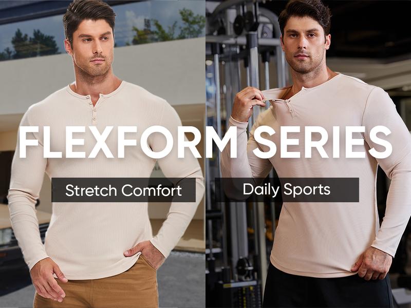 JMIERR Mens 2025 Fall Fashion Casual Henley Shirt Long Sleeve T-Shirt Slim Fitted Shirts Curved Hem for Athletic Gym Workout JMIERR Mens 2025 Fall Fashion Casual Henley Shirt Long Sleeve T-Shirt Slim Fitted Shirts Curved Hem for Athletic Gym Workout