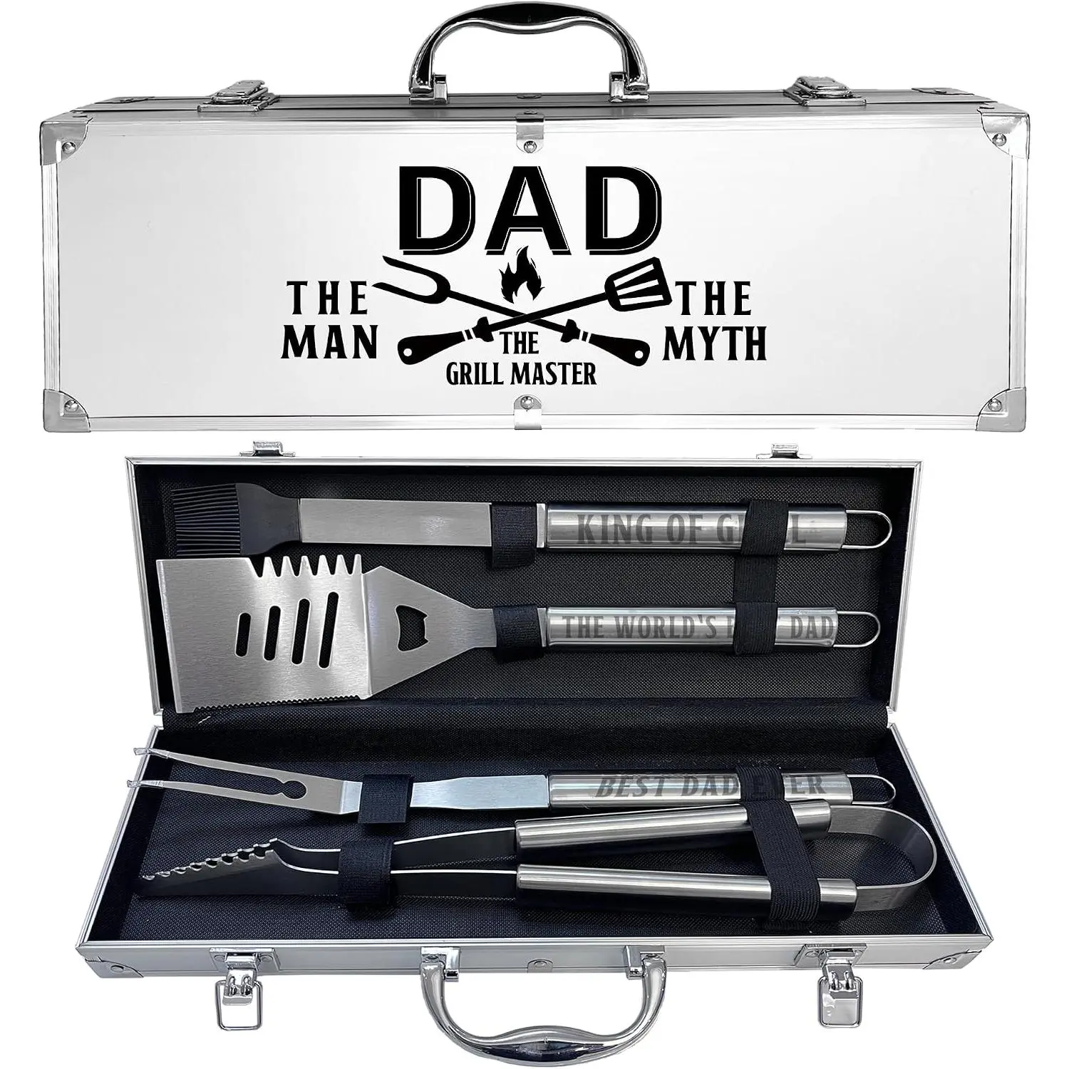 Dad Gifts, Dad Gifts from Daughter Son Fathers Day Heavy Duty Grilling Accessories Kit for Backyard BBQ, Birthday Present for Him Thick Stainless Steel Grill Utensils with Non-Slip Handle Tool Grill
