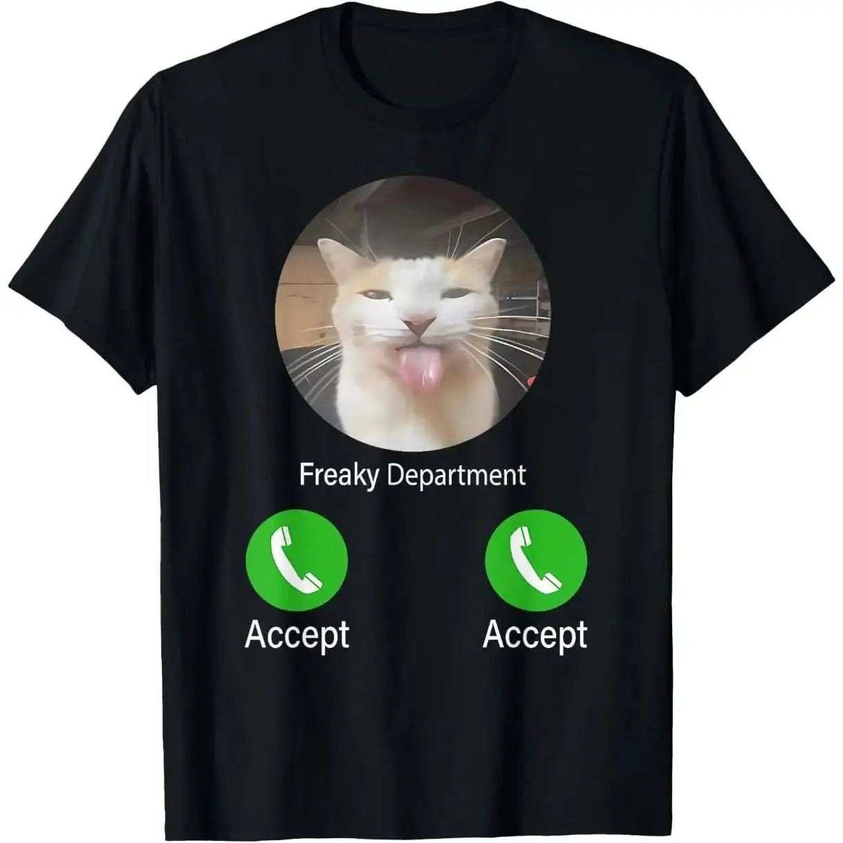 Freaky Department Funny Cat Meme Short-Sleeve Elegant Sports Top, Unisex Casual Summer Graphic Tee for Men Women, Shortsleeve