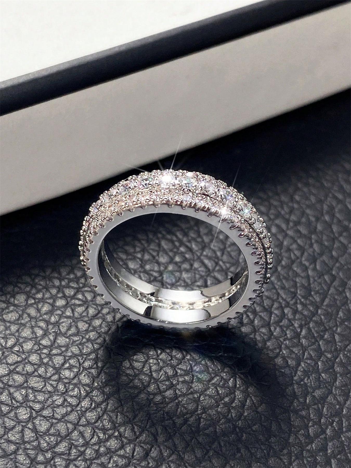 1 PC Simple Cubic Zirconia Ring For Women For Wedding Engagement Anniversary Party Jewelry Valentine's Day Gift