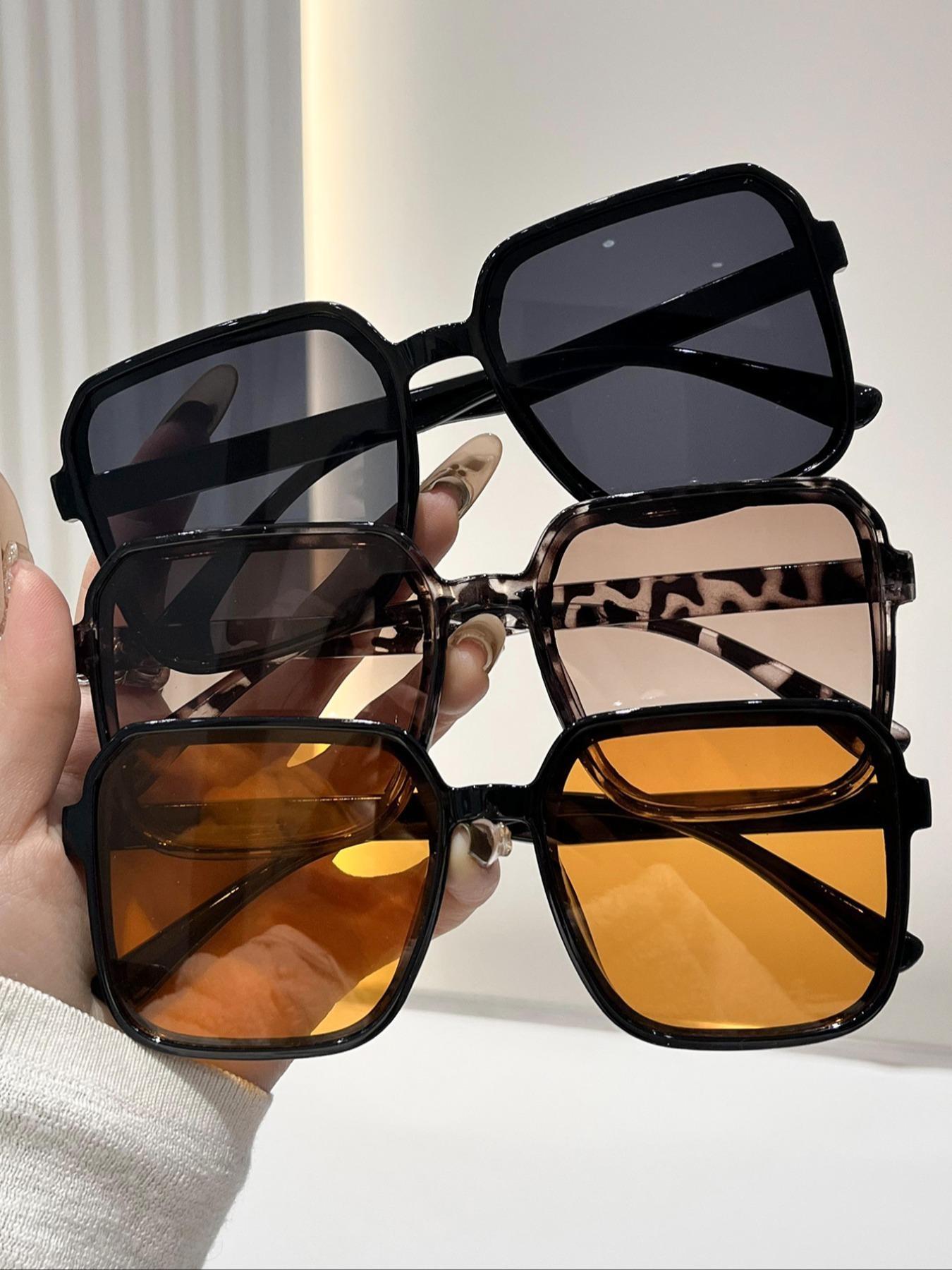 Elegant Square Leopard Pattern Trendy Casual Sunglasses for Women, 3 Pairs Classic Style, Perfect for Vacation, Driving, Shopping, and More