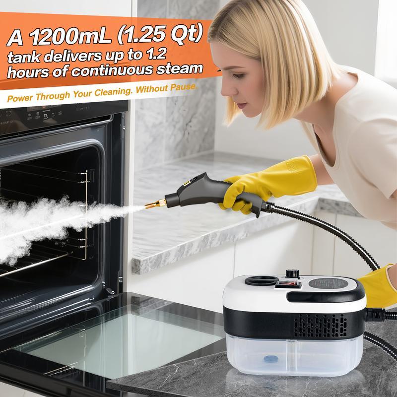 Portable Handheld Steam Cleaner,40.58oz-Multi-functional,with window squeegee and 7 brush heads,6-speed adjustable high-temperature steam cleaning machine,efficient home cleaning,suitable for home,car,washing machine,air conditioner,kitchen grease removal Portable Handheld Steam Cleaner,40.58oz-Multi-functional,with window squeegee and 7 brush heads,6-speed adjustable high-temperature steam cleaning machine,efficient home cleaning,suitable for home,car,washing machine,air conditioner,kitchen grease removal