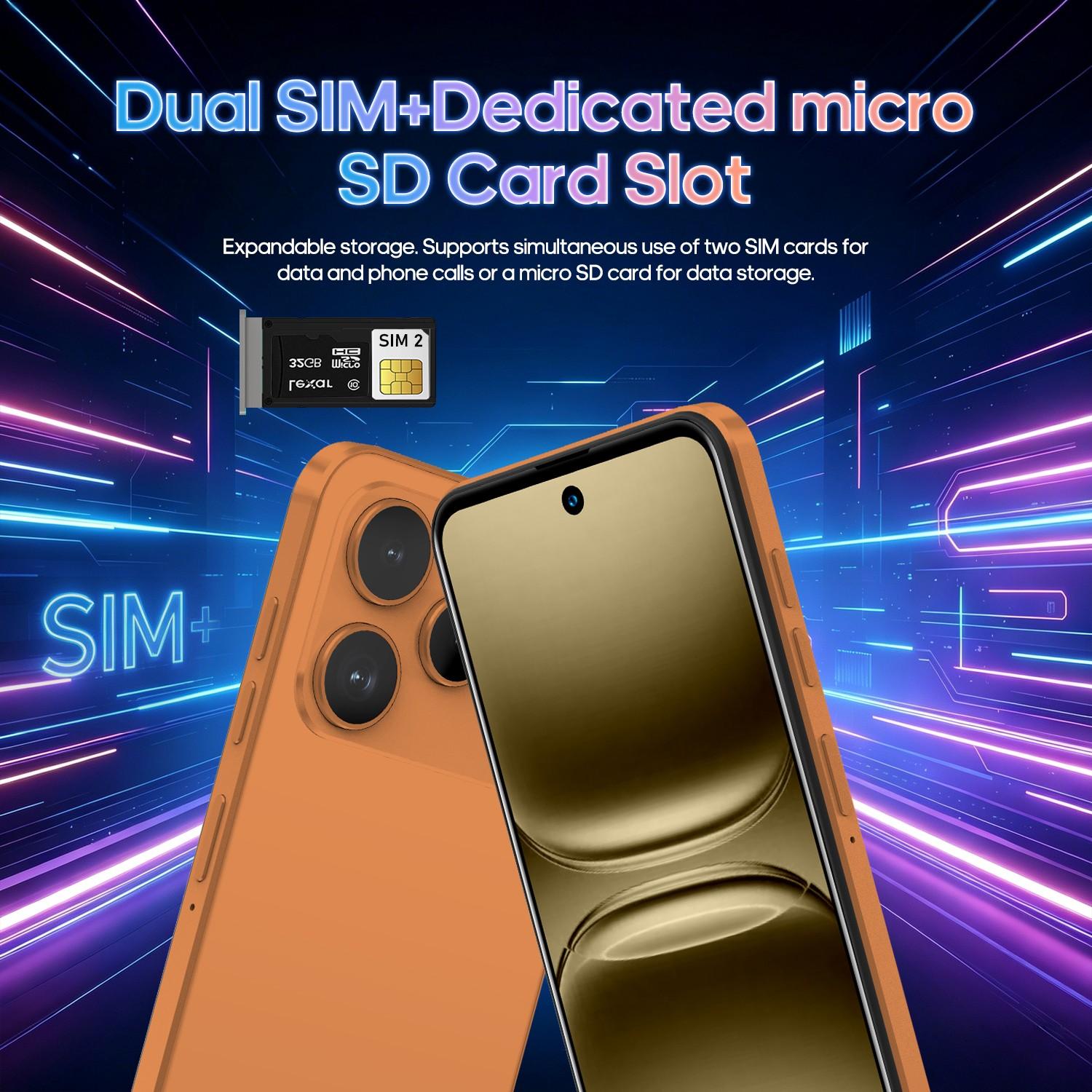 FUFFI M17 Pro smartphone supports global 4G network, features a 6.56-inch high-definition screen, 3GB RAM and 32GB ROM, dual SIM dual standby, 2MP camera, 3100mAh battery, metal integrated frame, and runs on Android 12 system, Android Mobile Phone