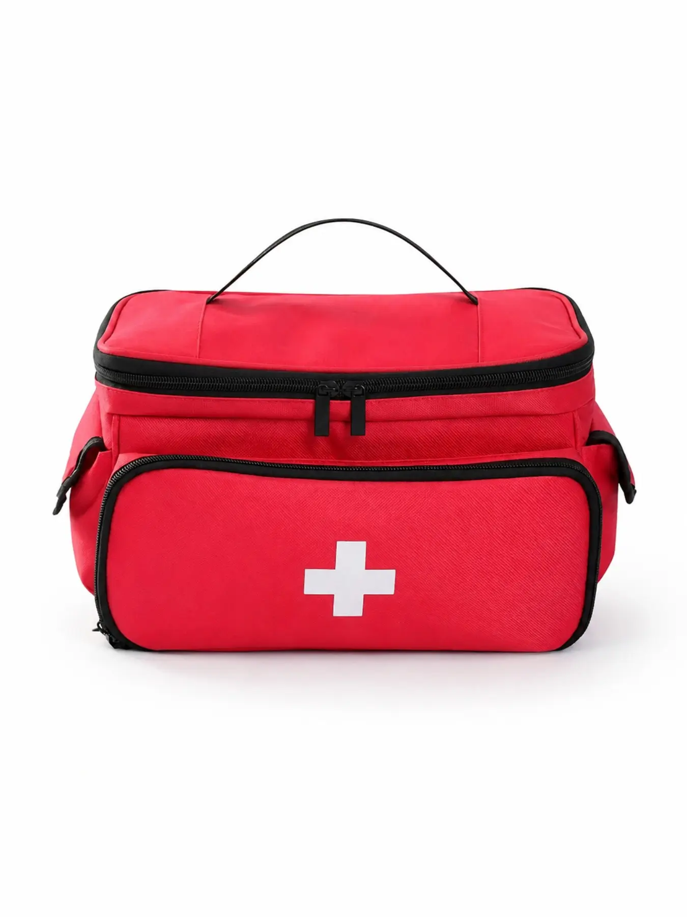 Empty First Aid Bag, Emergency Relief Bag, Portable Medicine Storage Organizer with Medical Cross Symbol, Top Handle, Zipper Opening, Front Pocket and Side Pockets for Home Car Office Camping Hiking Travel Emergency Supplies, Christmas Birthday Gift fo