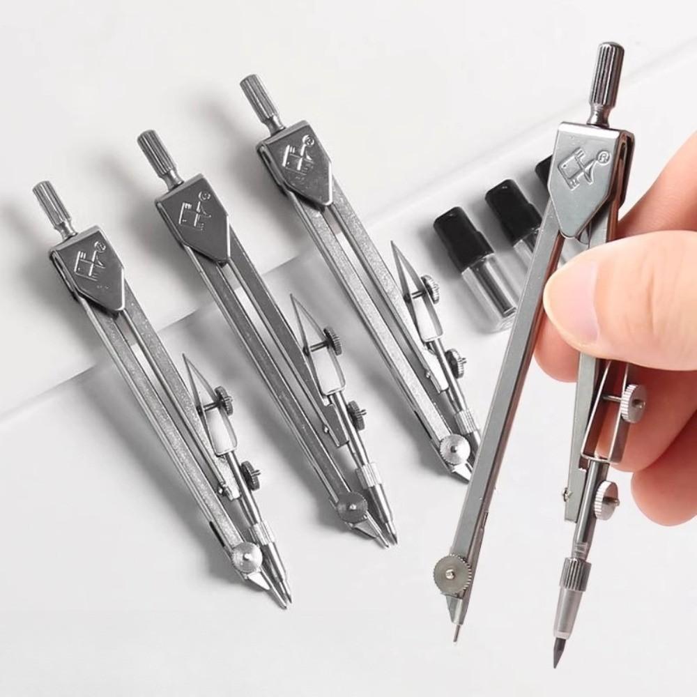 Geometric Precision Metal Compass, Professional Drawing Tool, Locking Adjustable Arm, Pencil Replacement, Ideal for Engineering, Construction, Architecture, Stem Tests, Woodworking