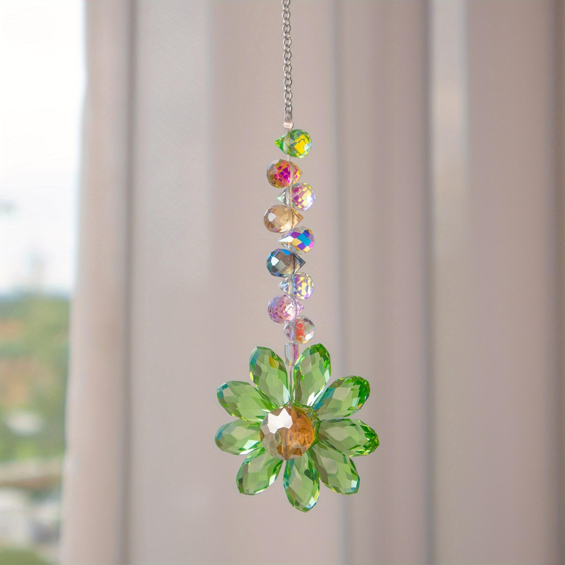 Hangable Sunflower Crystal Suncatcher - 6-Color Rainbow Maker Prism Hanging Decor, Window Light Catcher, Aesthetic Home Garden Ornament Gift