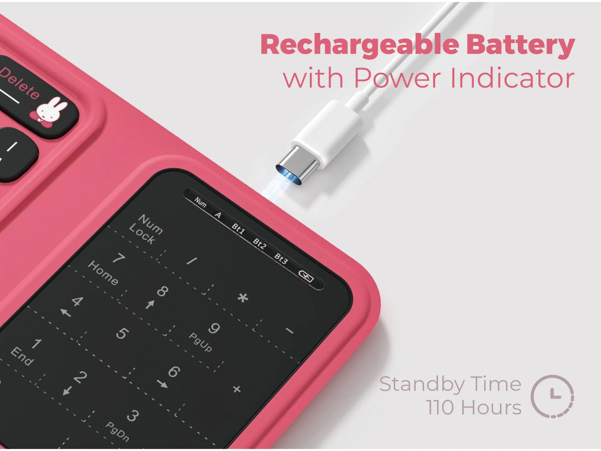 kawaii Miffy Foldable Wireless Bluetooth Keyboard for Connecting