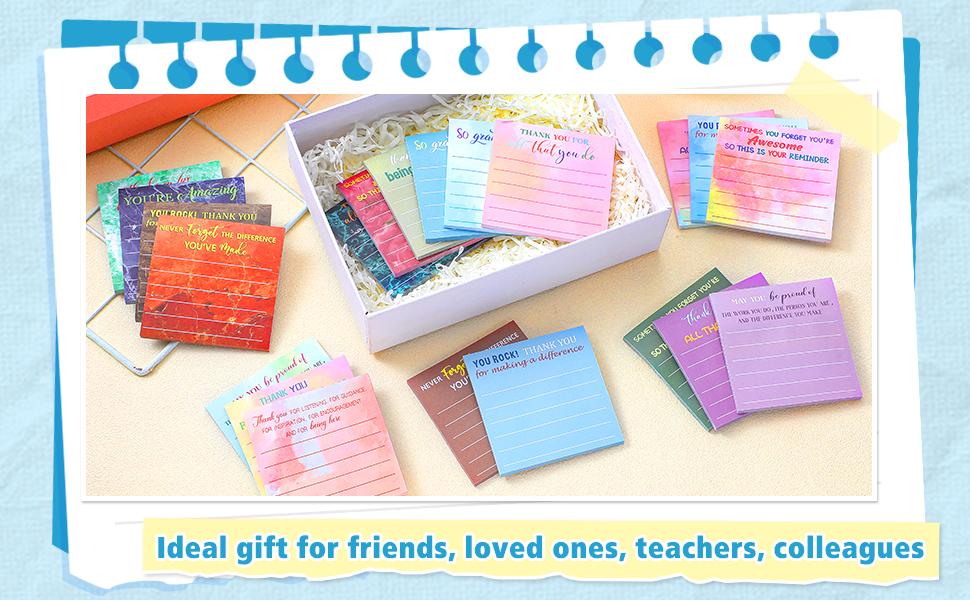 Christmas Gift Teacher's Day Themed Sticky Note Set 24/ 12 Pcs Teacher Appreciation Sticky Notes Teacher Appreciation Note Pads Thank You Teacher Memo Pads for Back To School Office Supplies Students Teachers Graduation Gift