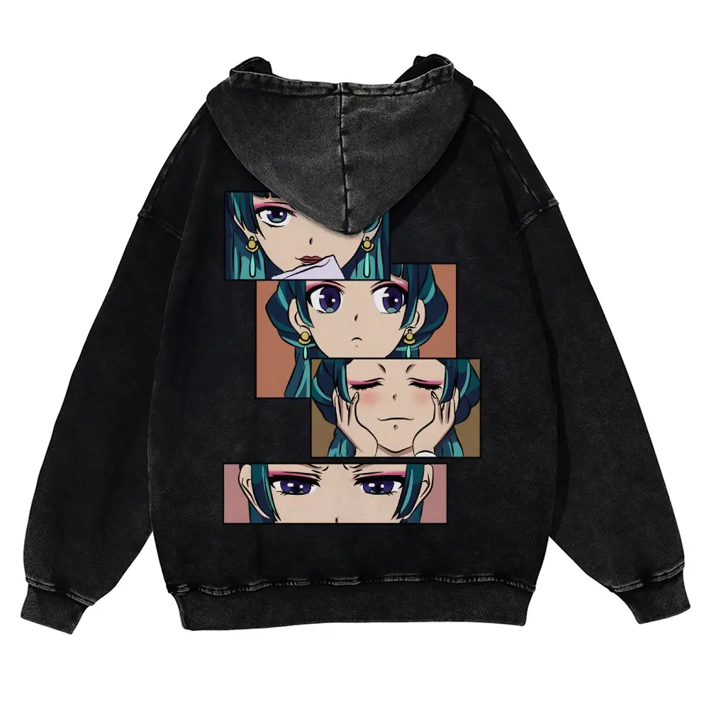 Unisex The Apothecary Diaries Maomao comic panel Graphic Washed hoodie Personalized Pattern Y2k Clothing Round Neck Washed hoodie,Women's Clothing 100% Cotton, Menswear, Top, Vintage Style,Summer Casual Oversized