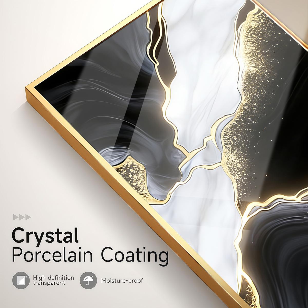 3 Counts Aluminum Alloy Framed Painting, Black White Gold Abstract Marble Art Pictures, Home Decoration For Living Room, Bedroom, Office, Restaurant, Hallway Wall Decor, Odorless Print Artwork, Luxury Perfect Gift For Friends And Family