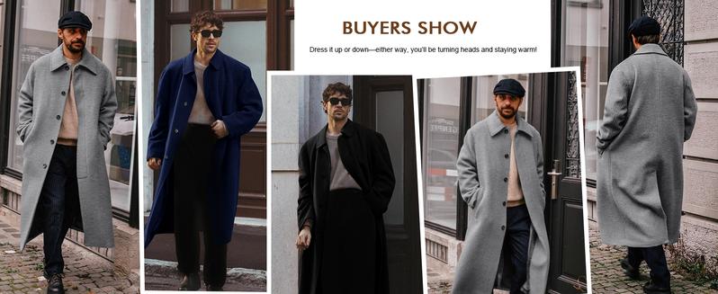 Runcati Mens Long Trench Coat Single Breasted Lapel Overcoat Casual Fall Winter Warm Peacoat Fashion Jackets Runcati Mens Long Trench Coat Single Breasted Lapel Overcoat Casual Fall Winter Warm Peacoat Fashion Jackets