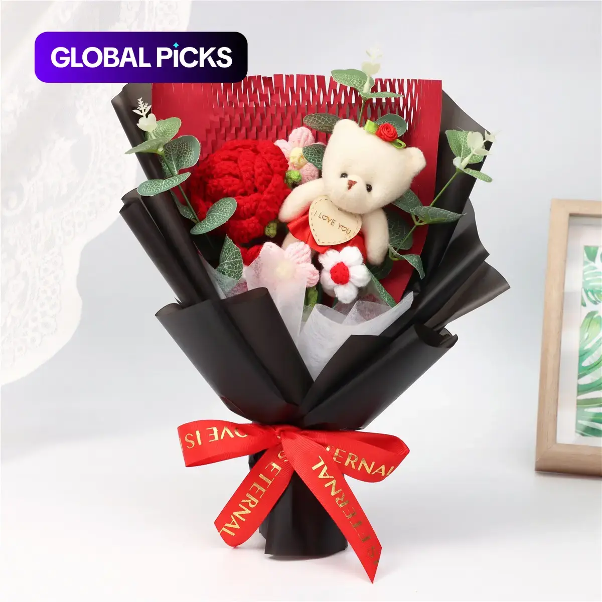 Handmade Crochet Rose Bouquet, Multiple Colors Available, Perfect Gift for Valentine's Day, Anniversary, Romantic Gesture