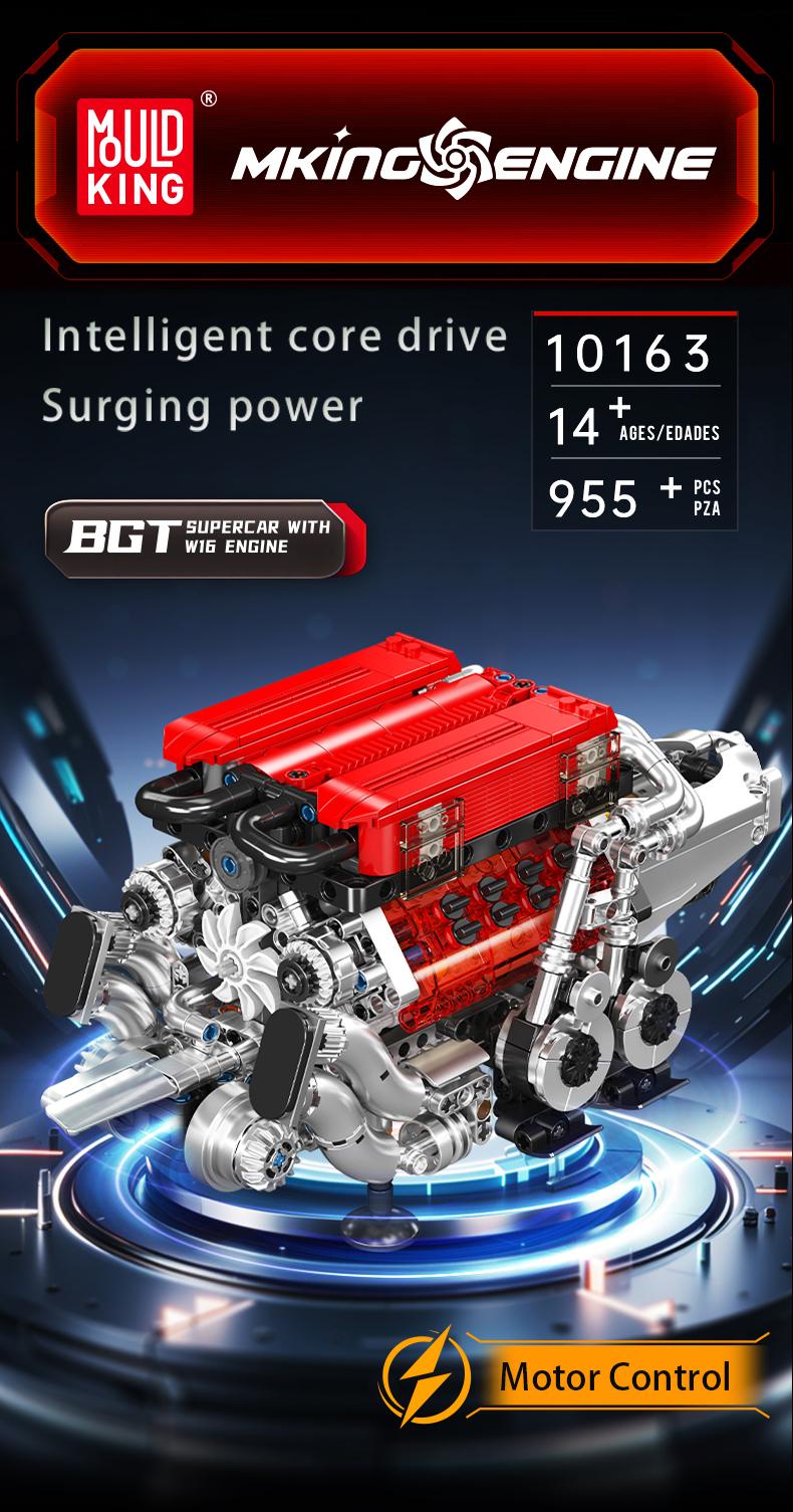 Mould King 10163 W16 Engine Red Car Motor Model That Runs Building Block Adult Kid Toy Collectibles 955 Pcs Truck Stem Construction Set Mould King 10163 W16 Engine Red Car Motor Model That Runs Building Block Adult Kid Toy Collectibles 955 Pcs Truck Stem Construction Set