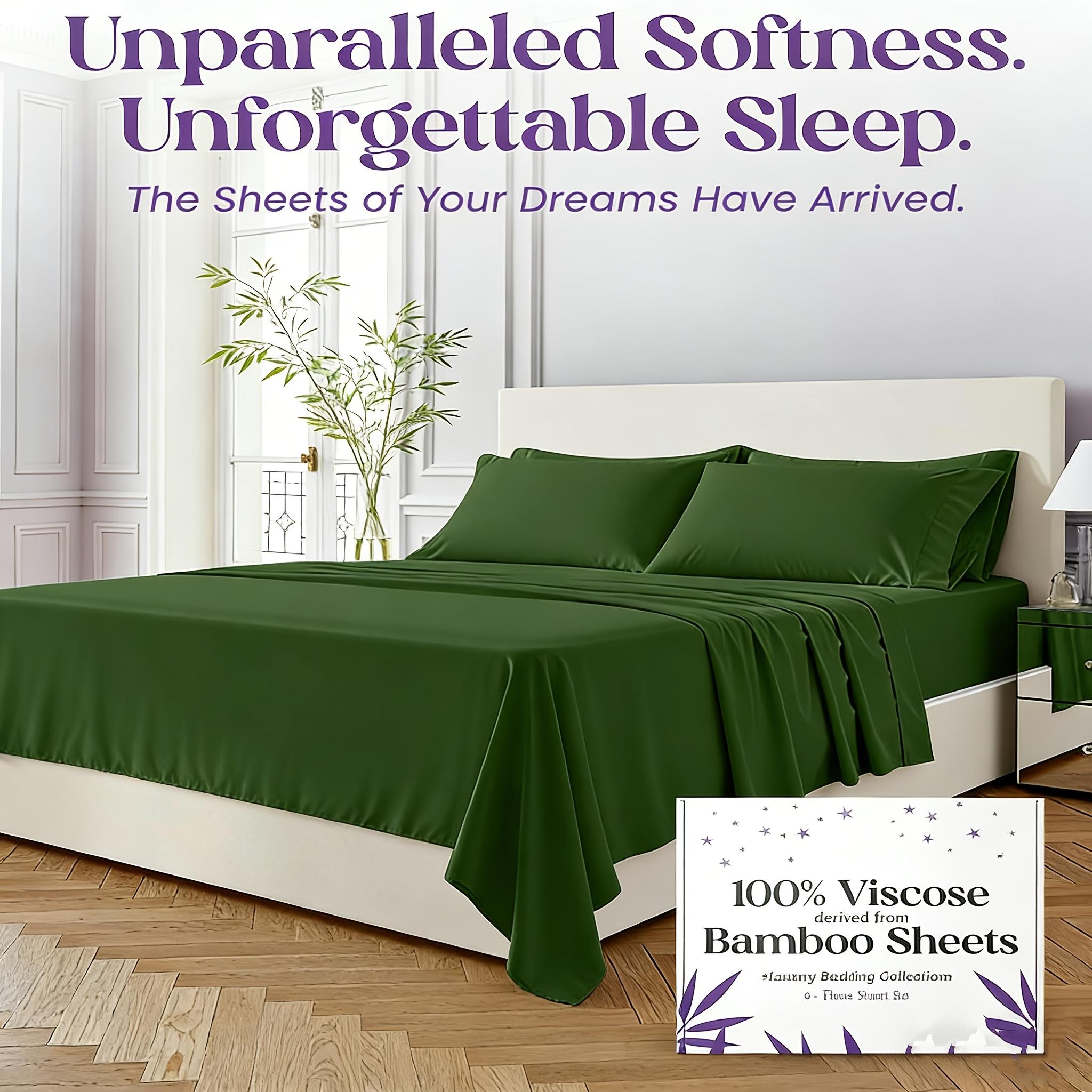 MUXHOMO 6pcs Cooling Bed Sheets Set - Bamboo Sheets Set - Hotel Luxury Bed Sheet Set - Soft, Wrinkle Free & Comfy - Easily Fits Extra Deep Mattresses -Great Kids Room Gifts