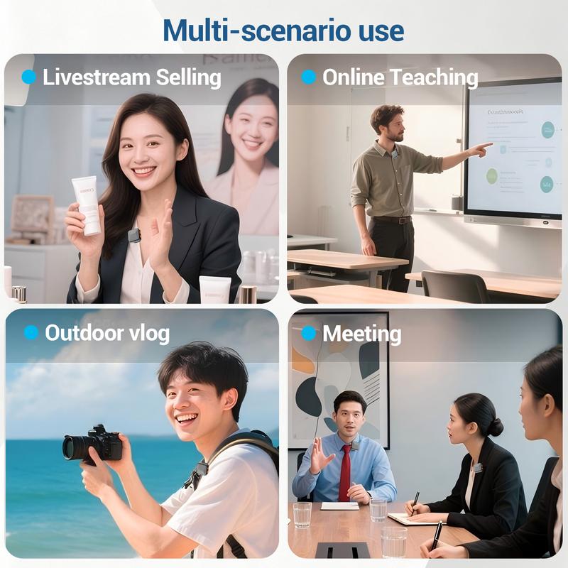 Wireless Lavalier Microphone, Rechargeable Wireless Mic for iPhone iPad Android, 36h Battery Life, Noise Cancellation, Clip-On Lapel Mic for Youtube, Video Recording, Vlog