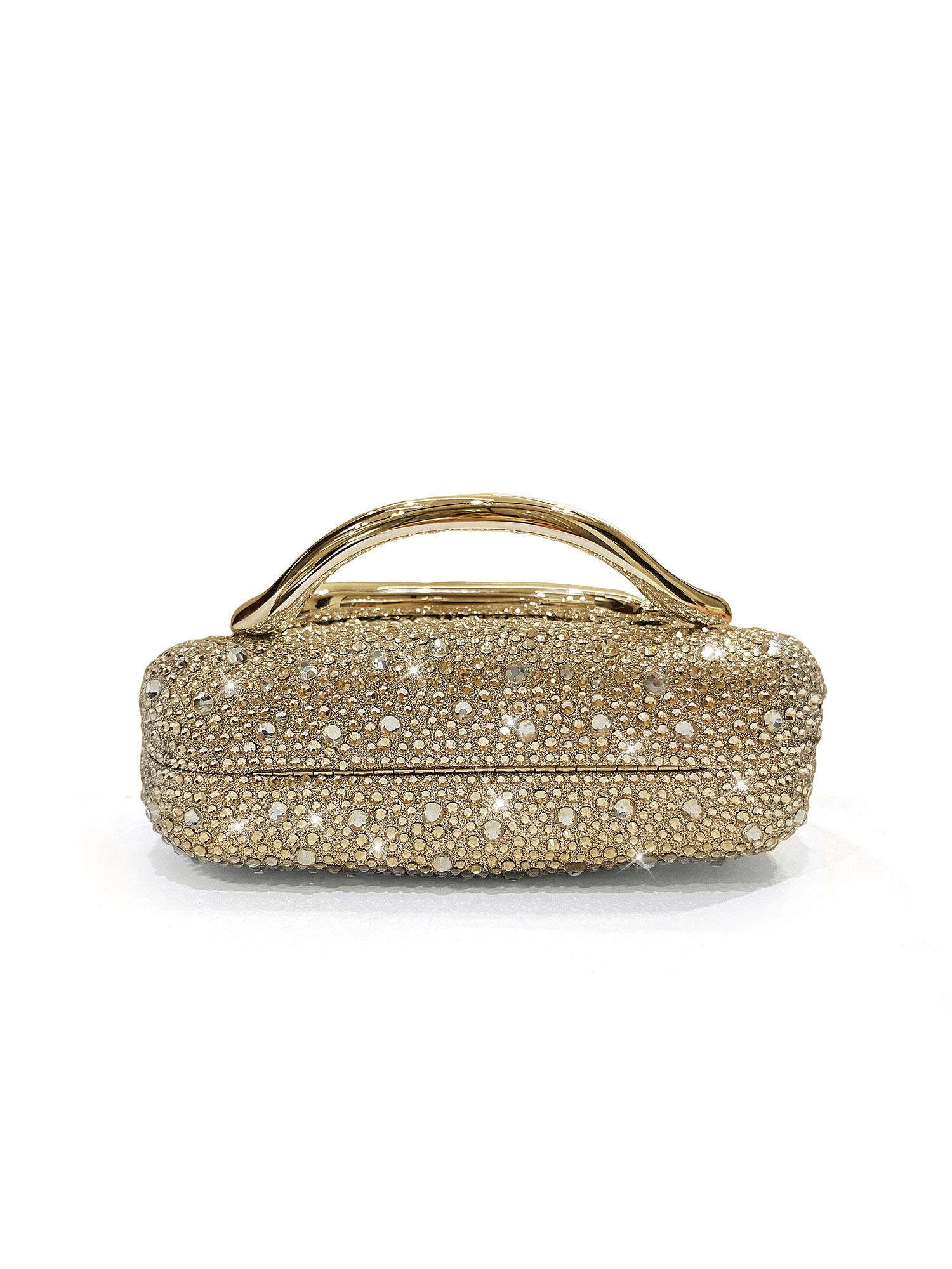 European and American fashion rhinestone decoration dinner bag, decorative box shaped evening dress handbag, evening party wallet, formal dress bag, women's gift, fashionable bag, the best choice for bridal shower elegant bag, Elegant Stylish Purse