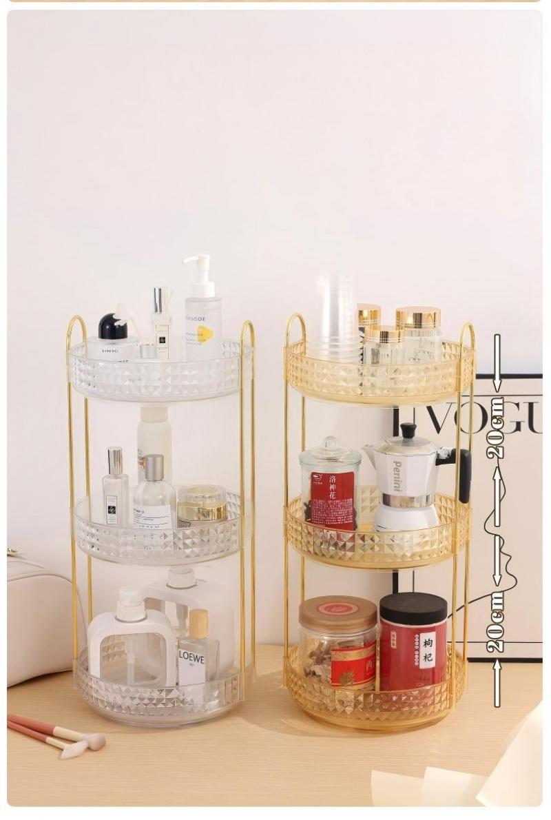 Transparent Diamond Texture Multi-Layer Rotating Storage Rack, Multi-Functional Organizer for Kitchen and Living Room, Home Storage Solution