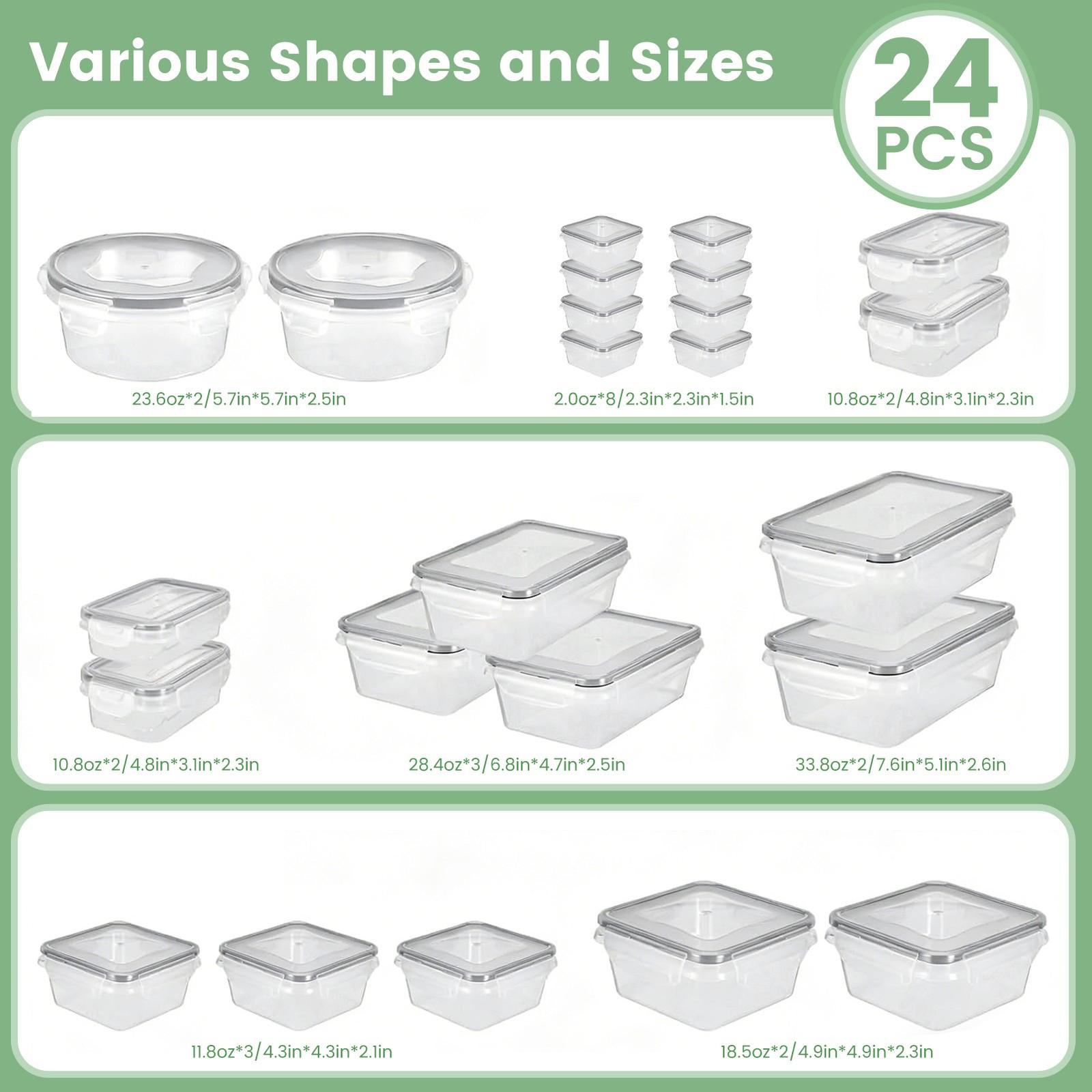 24 PCS Food Storage Containers with Lids, Plastic Meal Prep Containers, Airtight Leakproof Snap Lock, Stackable Kitchen Storage Set for Fridge, Freezer & Microwave#fathersdaygift