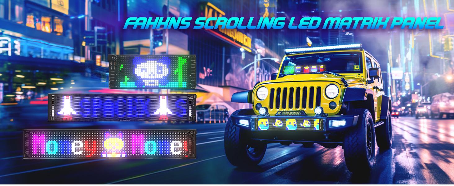 LED RGB Matrix Pixel Screen, 1 Count Scrolling Bright Advertising LED Sign, Flexible USB Powered 5V Bluetooth-compatible LED Light Car Sign with APP Control, Decorative LED Lamp Waterproof Text Colorful Lighting Portable Animations