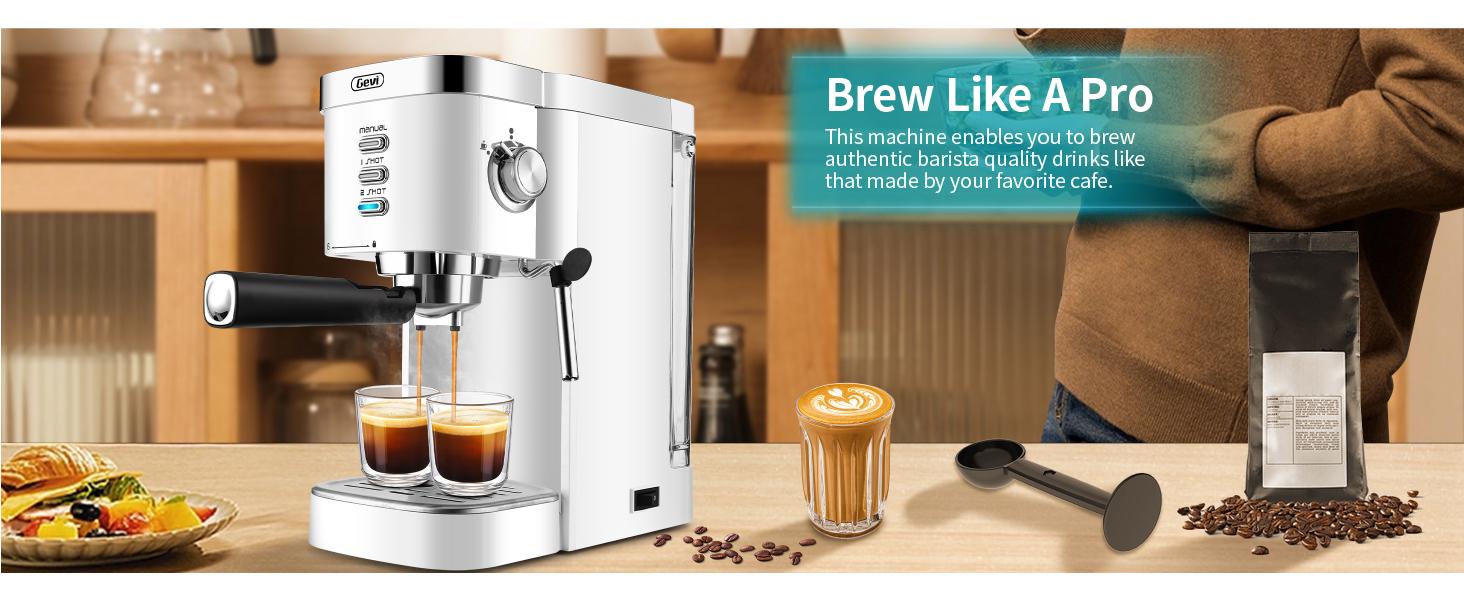 【Springtok】Gevi 20 Bar Espresso Coffee Machine , Automatic Coffee Maker with Milk Frother Steam Wand