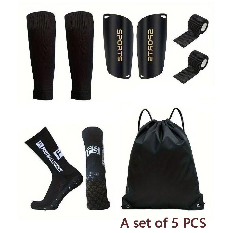 Durable Safe Comfortable Mini Football Shin Guards Set, Soft Breathable Socks, Anti-Slip Sweat-Absorbing Shock Absorption Soccer Socks