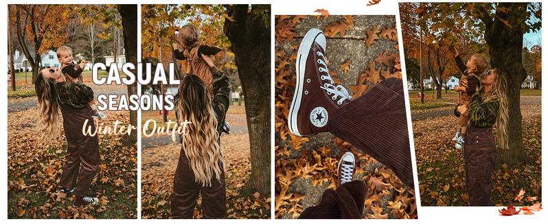 Yeokou  Corduroy Overalls for Women Barrel Wide Leg Bib Corduroy Pants Women Adjustable Romper Jumpsuit with Pockets