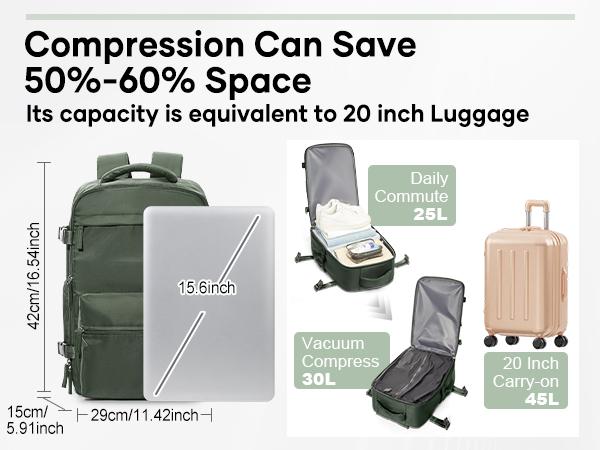 COOWOZ Carry On Vacuum Travel Backpack for Women Men,Large Airport Backpack With Shoe Compartment,Airplane Laptop Backpack