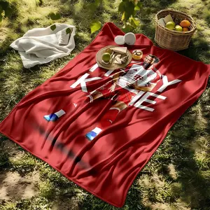 1 piece Bayern Munich Kane Highlights_4120_5644 themed flannel blanket - Oversized fluffy flannel sofa blanket, suitable for beds and sofas, modern design, all-season use, digitally printed pattern, 100% polyester material, machine washable