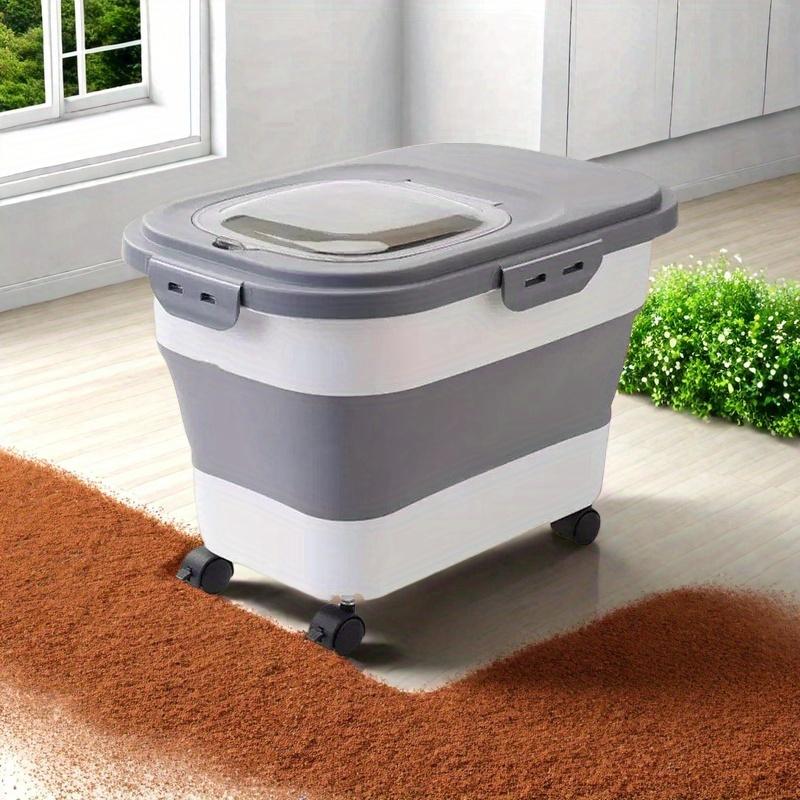 Airtight Rice Storage Container with Wheels & Lid, Large Food Grade Rice Bin, Moisture-Proof Cereal Dispenser for Kitchen Pantry, Flour Grain Storage Organizer