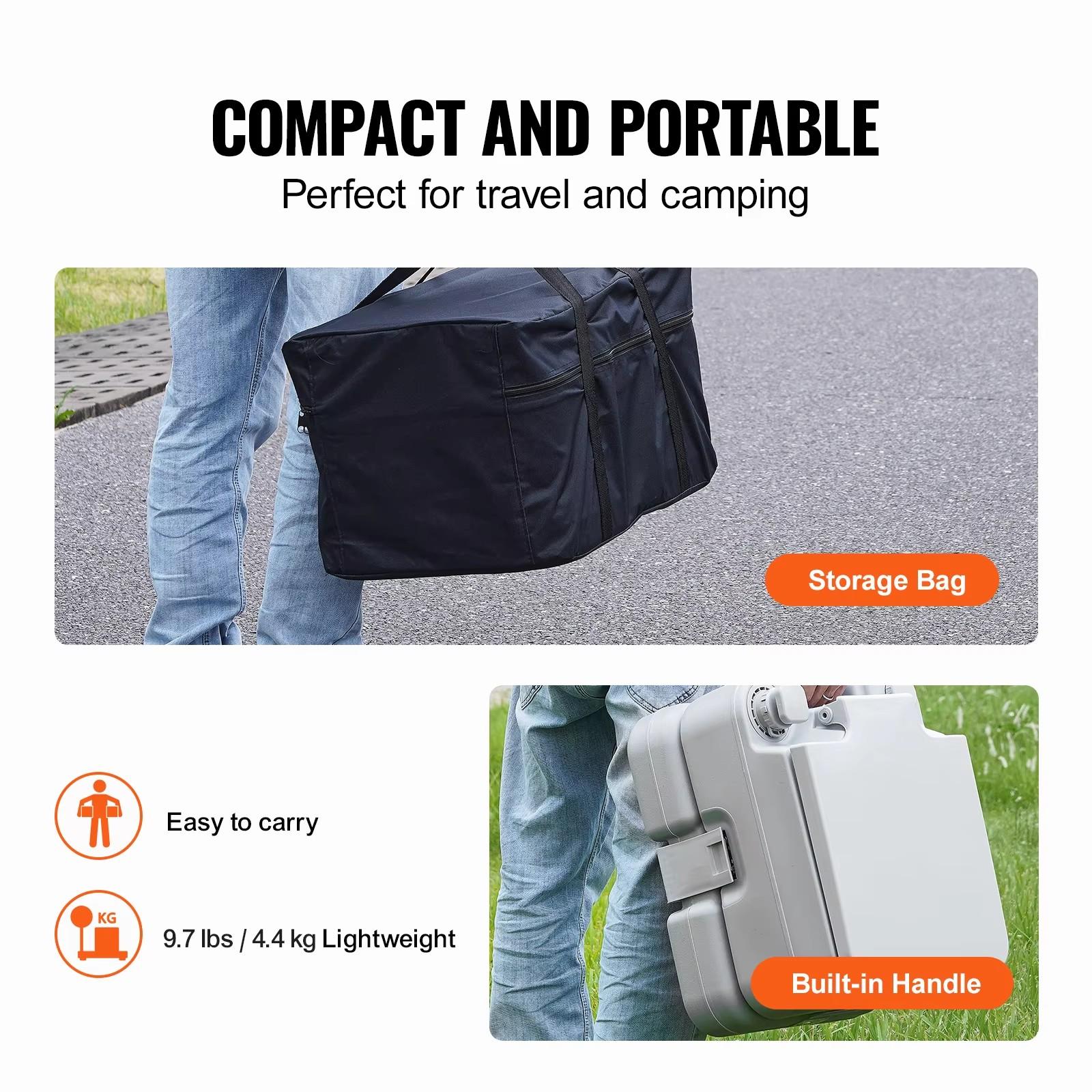 Large Capacity Portable Camping Toilet, Button-Press Flush, Leakproof No Odor, Ideal for Outdoor Use, Durable PP Material