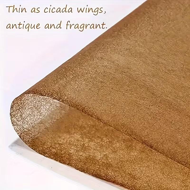 Set of 100pcs Retro Brown Bamboo Fiber Paper, Antique Style Translucent Calligraphy And Painting Paper, Handmade, Semi-Raw Material, Chestnut Plant Dye, Natural Dye, Essential for Handcraft And Calligraphy Enthusiasts, Painting, Art Paper